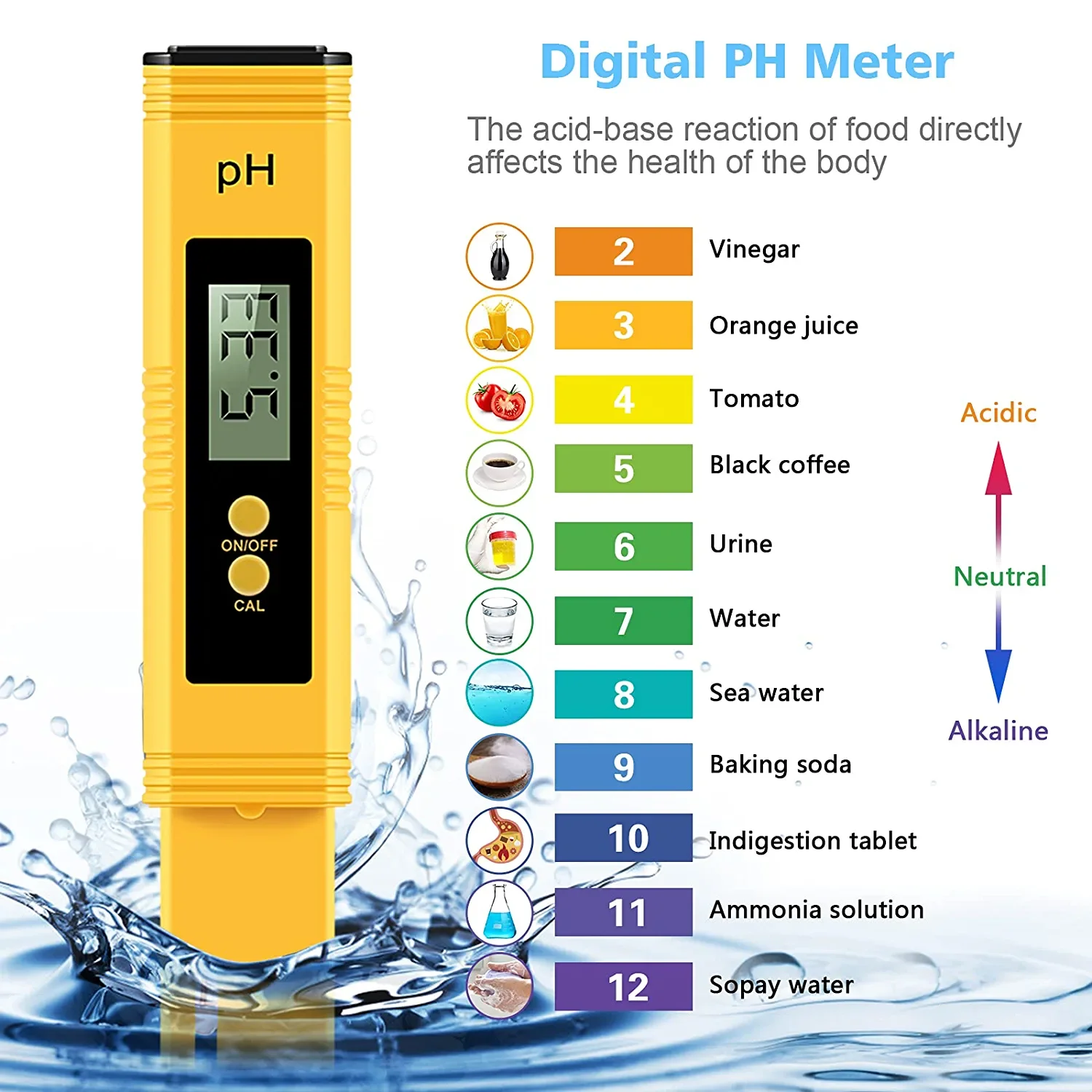 PH Meter Digital PH Tester 0.01 High Accuracy PH Meter for Water 0-14 PH Measurement Range for Drinking Water Pool Aquarium