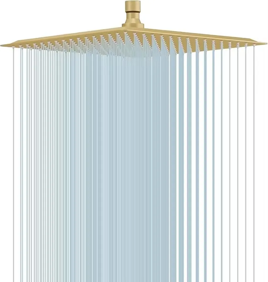 

High Pressure Waterfall Stainless Steel Shower Head Golden High Flow 8" 10" 12" Pressure Boosting Design Spa Bathroom Showerhead