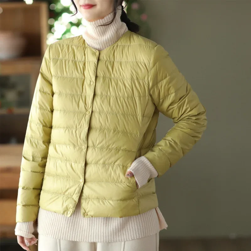 Women's Models Fairy Fall Winter Coat Liner V-neck Light Warm Casual Comfortable New Versatile Slim Trend Brand Luxury Harajuku