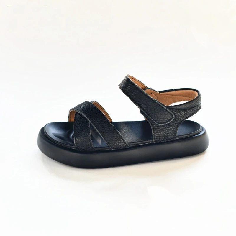 Genuine leathe Summer Girls Sandals Cowhide Soft Sole Breathable Boys beach sandals waterproof Children's casual shoes