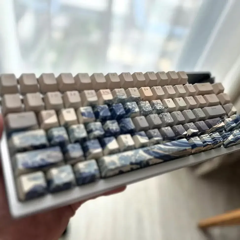 

Full five-sided sublimation pbt keycaps, Kanagawa surfing adaptation 60/64/68