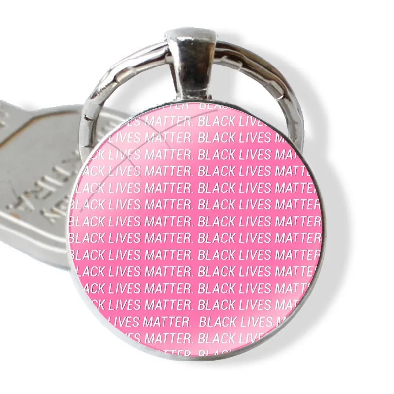 Keychain Handmade Glass Cabochon Key Ring Holder Pendant Key Chains Resist Persist Assist Black Lives Ma