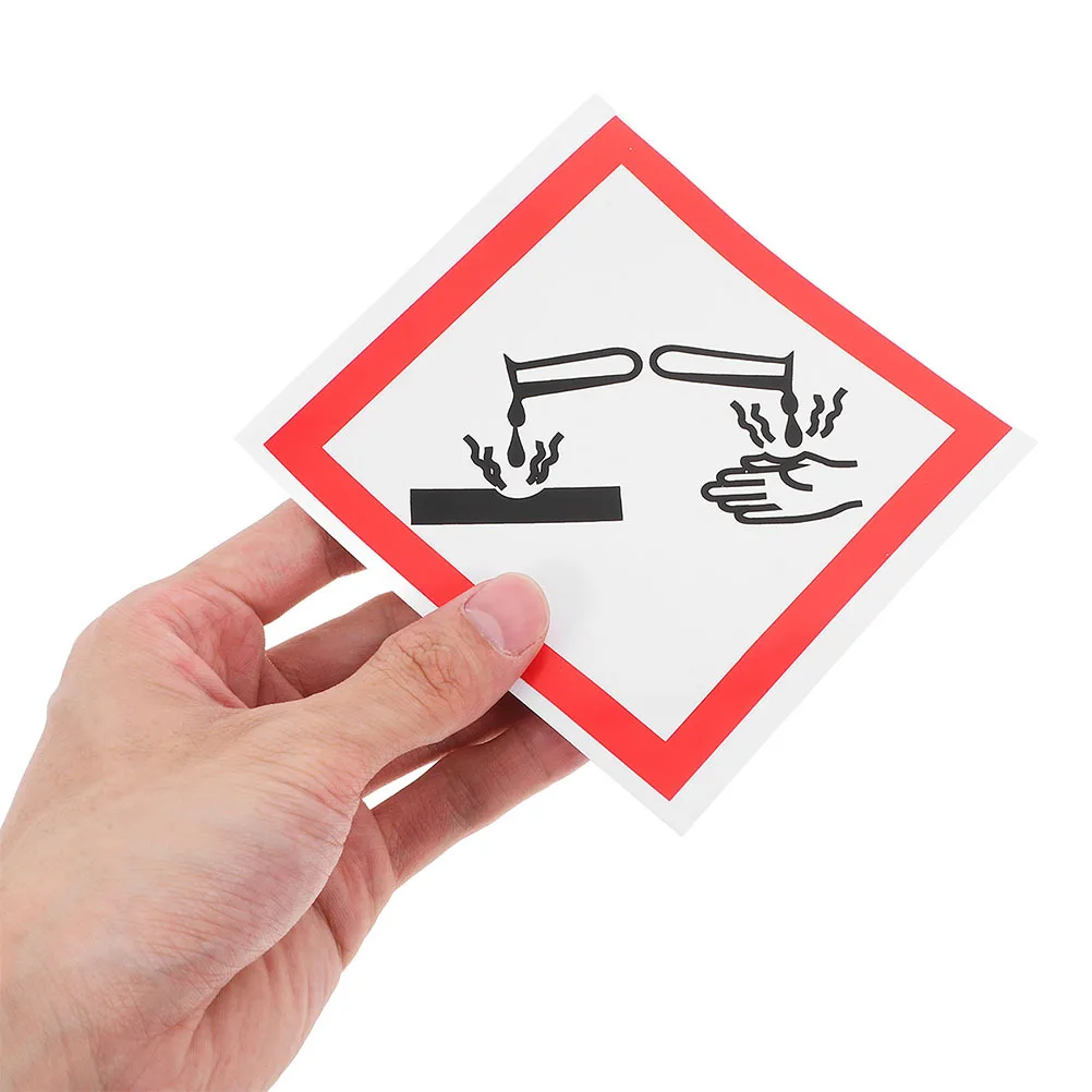 6Pcs Corrosive Safety Labels Self Adhesive Durable Warning Caution Signs for Hazmat Chemical Material Stickers Decal