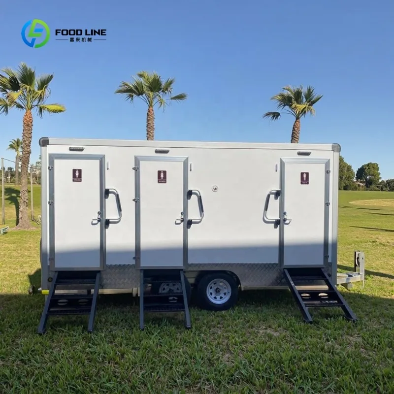 Luxury Mobile Restroom Trailer Portable Mobile Restroom with Non-Slip Flooring Toilet Trailer for Events Parks and Construction