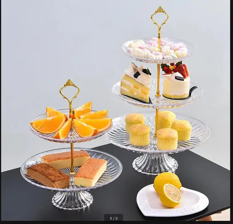 Multi-layer Fruit Plate Acrylic Cake Stand Candy Dessert Dim Sum Plates Pan Display Stands Refreshment Tray