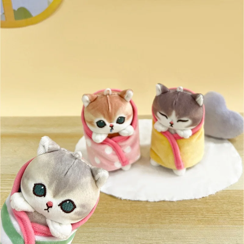 Mofusand Cat Blessing Shark Cat Wrapped Quilt Plush Pendant Girl Heart Gift Keychain Bag Pendant For Anime Birthday Gift Toy