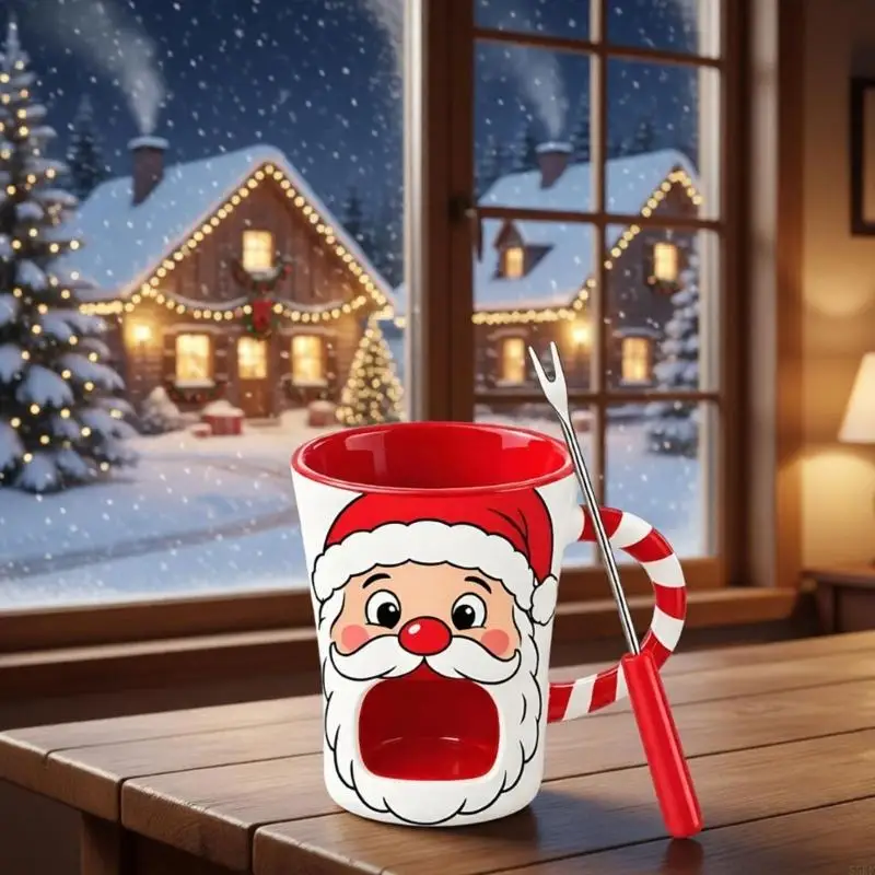Holiday Cup for Hot Chocolate, Tea, Coffee, Juice, and Milk with Santa Styling for Kitchen Beverage Stations and Christmas 55KF