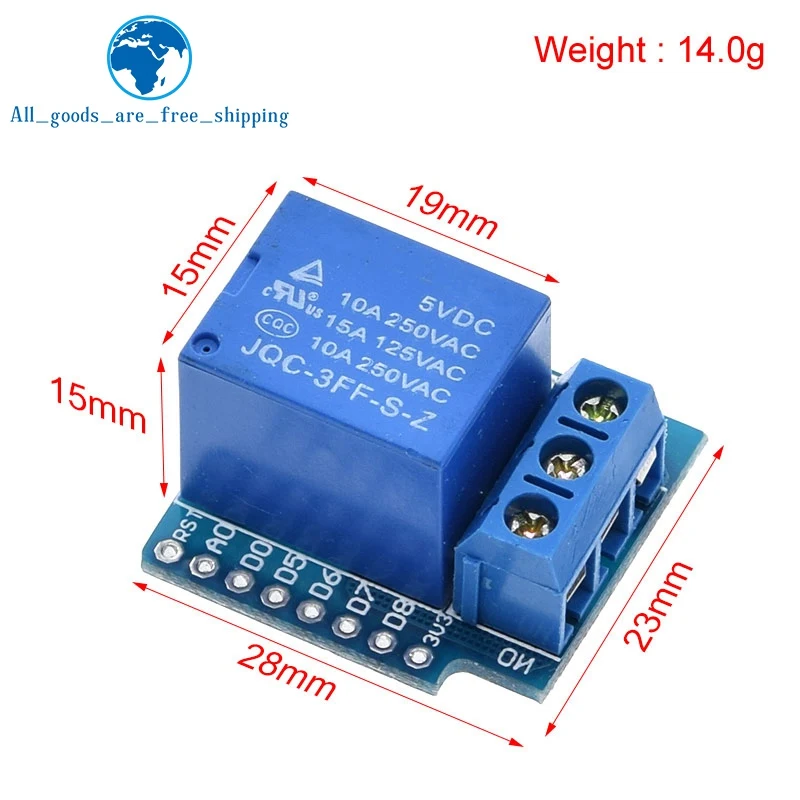 TZT 1 channel Relay Shield for Wemos D1 mini Relay Module Smart Electronics