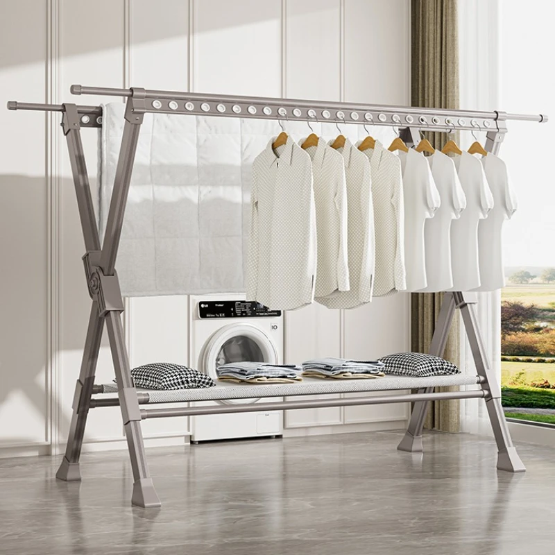 

Clothes drying rack balcony household folding floor-to-ceiling clothes rod indoor and outdoor clothes telescopic