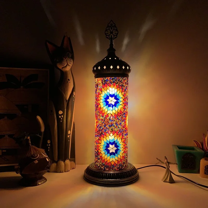 

Turkish characteristics retro romantic bedroom living room restaurant hotel homestay handmade glass mosaic floor lamp