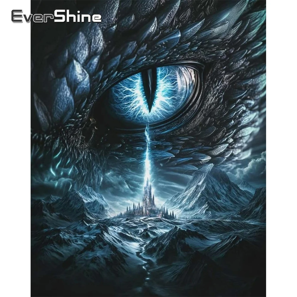 

Evershine Dragon Eye Diamond Painting Animal Acrylic Craft Supplies Diamond Mosaic Castle House DIY Embroidery Decor for Home