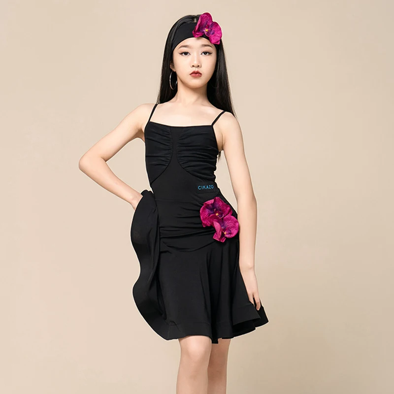

2023 Fashion Sleeveless Latin Dance Dress Girls Latin Dress Ballroom Rumba Cha-cha Samba Dance Dress Stage Dancewear DWY9042