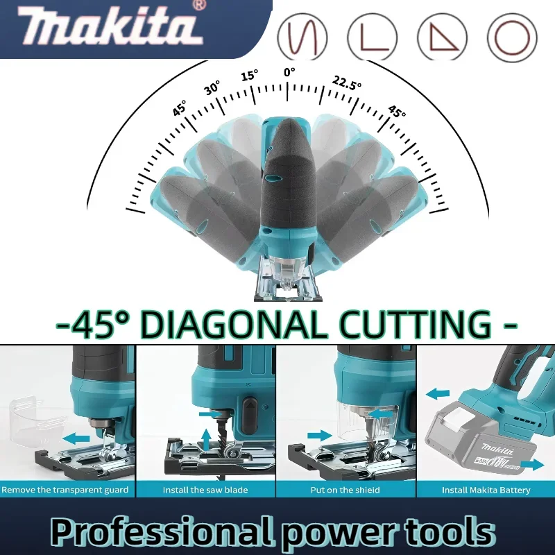 sierra-de-calar-inalambrica-makita-djv182z-18v-300w-0-2700rpm-recorrido-±45°-°-Angulo-de-corte-para-trabajos-de-corte-de-madera-plastico-metal