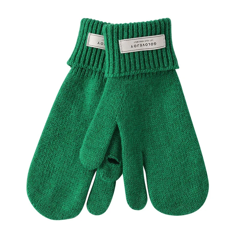 Winter Wool Knitted Knitting Wool Gloves Student Outdoor Cycling and Driving Casual All-Match Leaky Finger Touch Screen Warm Glo