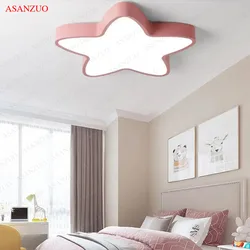 Dimmable Macaron ceiling lights children's room boy girl bedroom study lamp warmromantic princess five-pointed star ceiling lamp