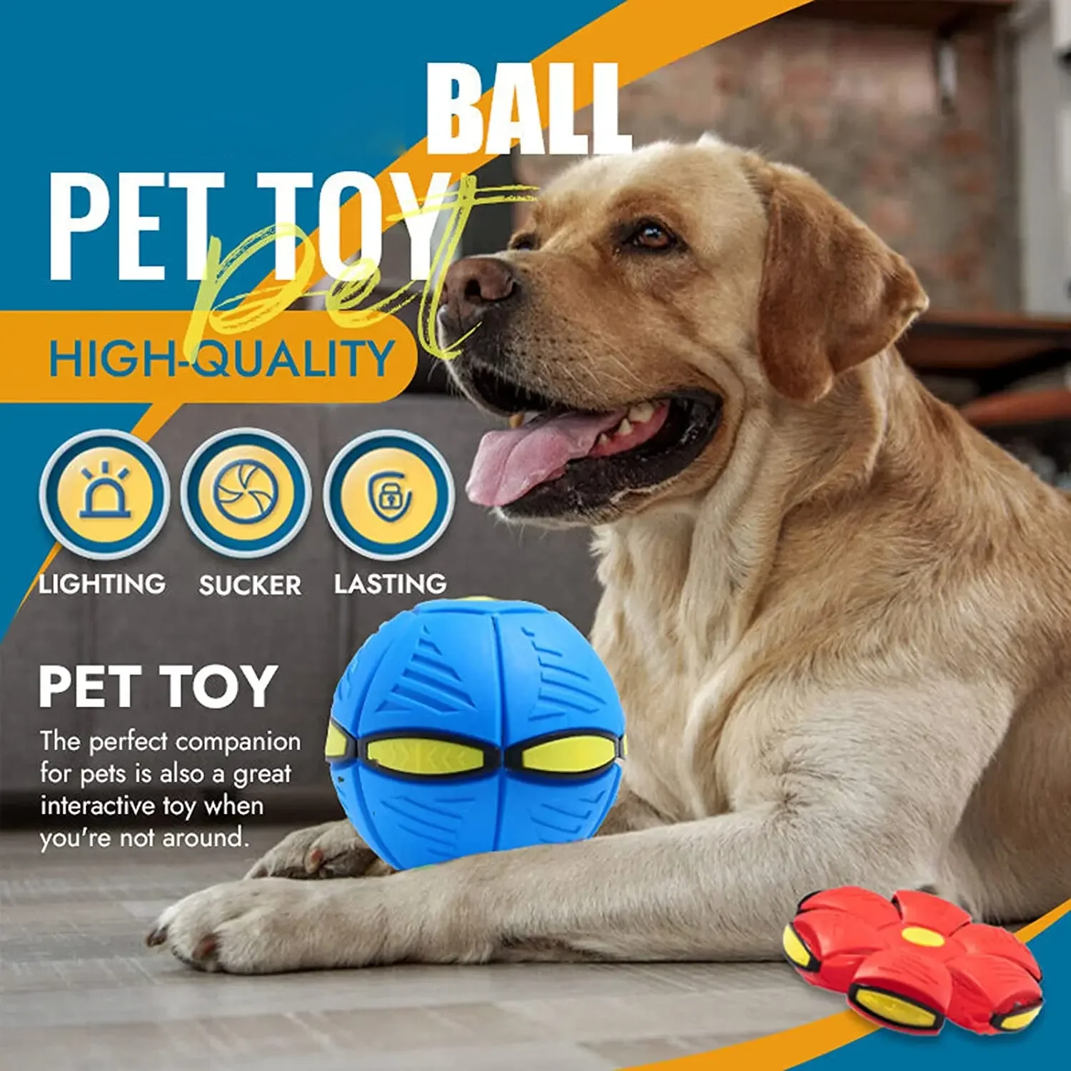 2023  Pet Dog Toy Magic Flying Saucer Ball Durable Soft Rubber Interactive Throwing Ball  Small Medium Large Dogs