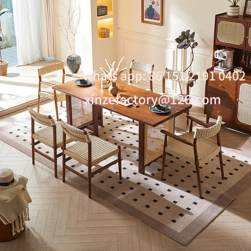 

Customizable solid wood dining table household living room rectangular dining table simple and modern