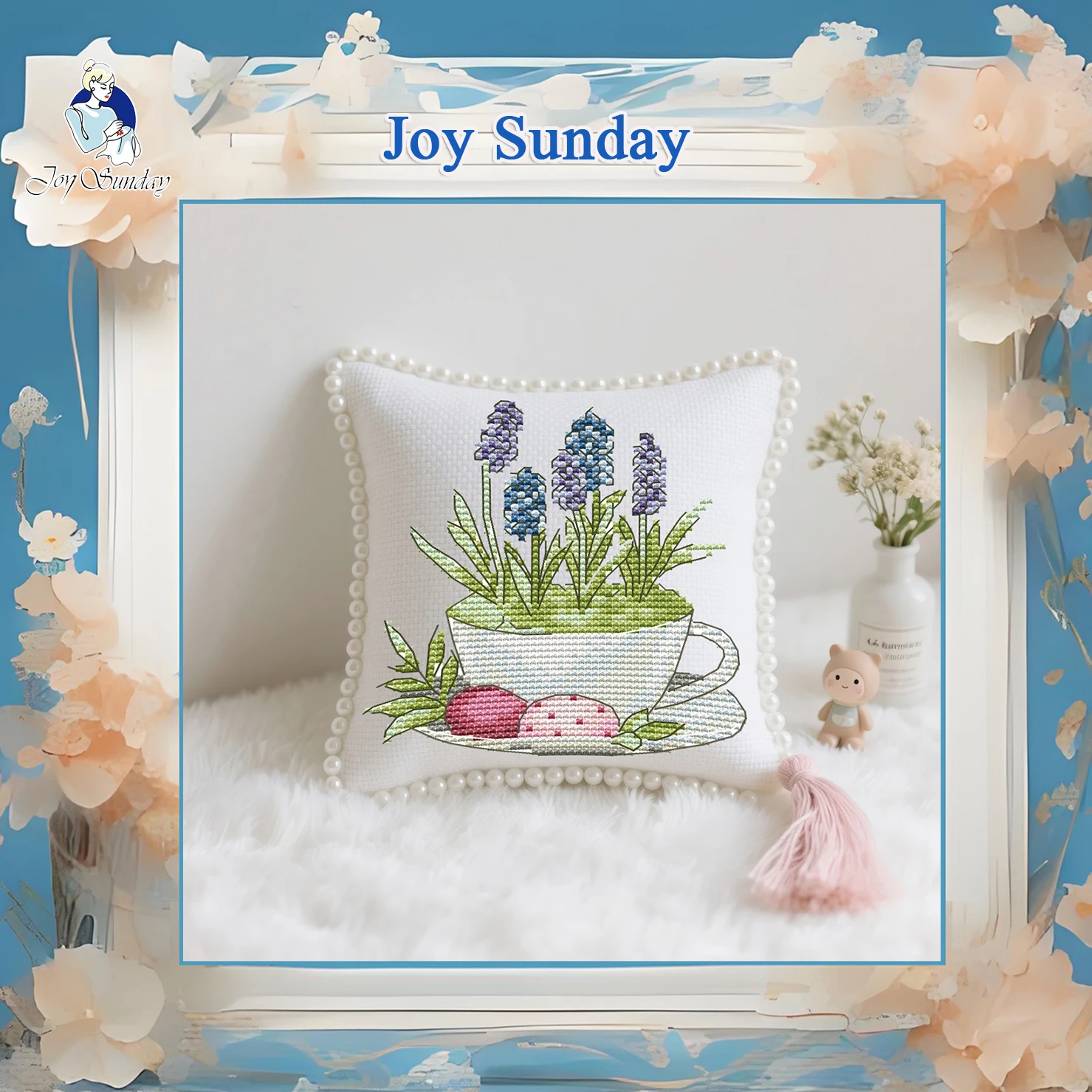

Joy Sunday Pre-printed Cross Stitch Kit Easy Pattern Aida Stamped Fabric Embroidery Set-Easter 1