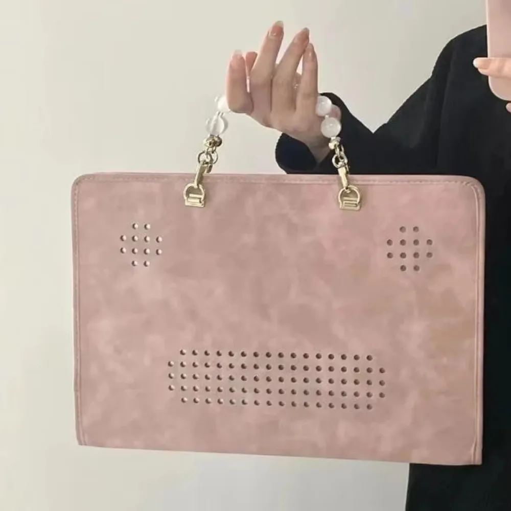 

13/14/15.6inch Pink Laptop Sleeve PU Fashion Laptop Protective Case Top-Handle Bags Women Handbags for Macbook/Lenovo//