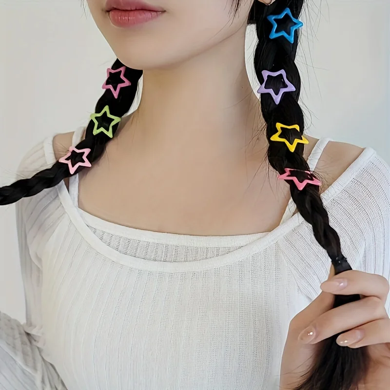 20/40pcsFashion Star Barrettes Suit-20/40 Pieces Color Alloy Hairpin, Suitable for Ladies and Girls, Perfect Shape Bangs