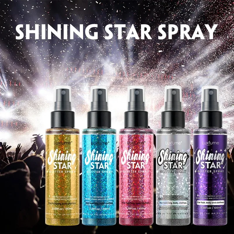 Festival Fashion Colourful Body Hair Glitter Spray Sharkle Cosmetic Shimmer Makeup Glitter For Hair Bogy Face Clothes 100Ml