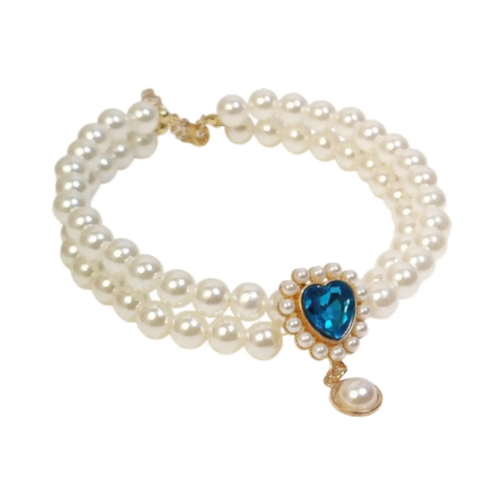 Pet Necklace Adjustable Pearl Collar Lightweight Charm for Small Dogs and Cats Indoor Party Photos
