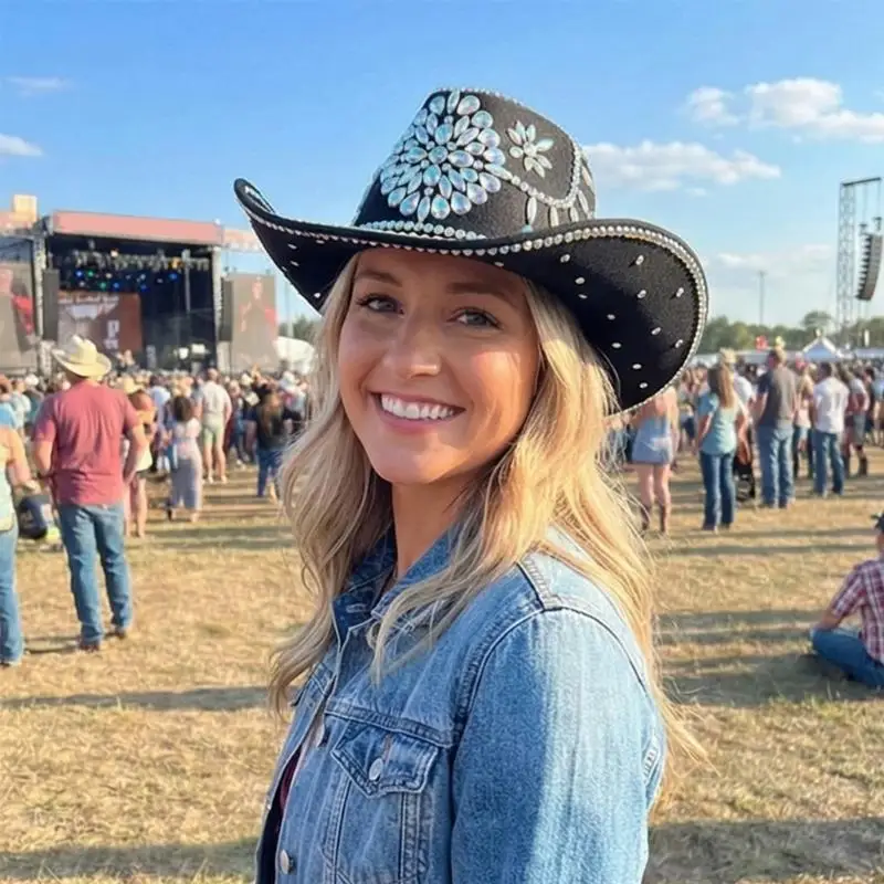 Y3NE Comfortable Wear Cowboy Hats Felts Hat With Windproof Feature