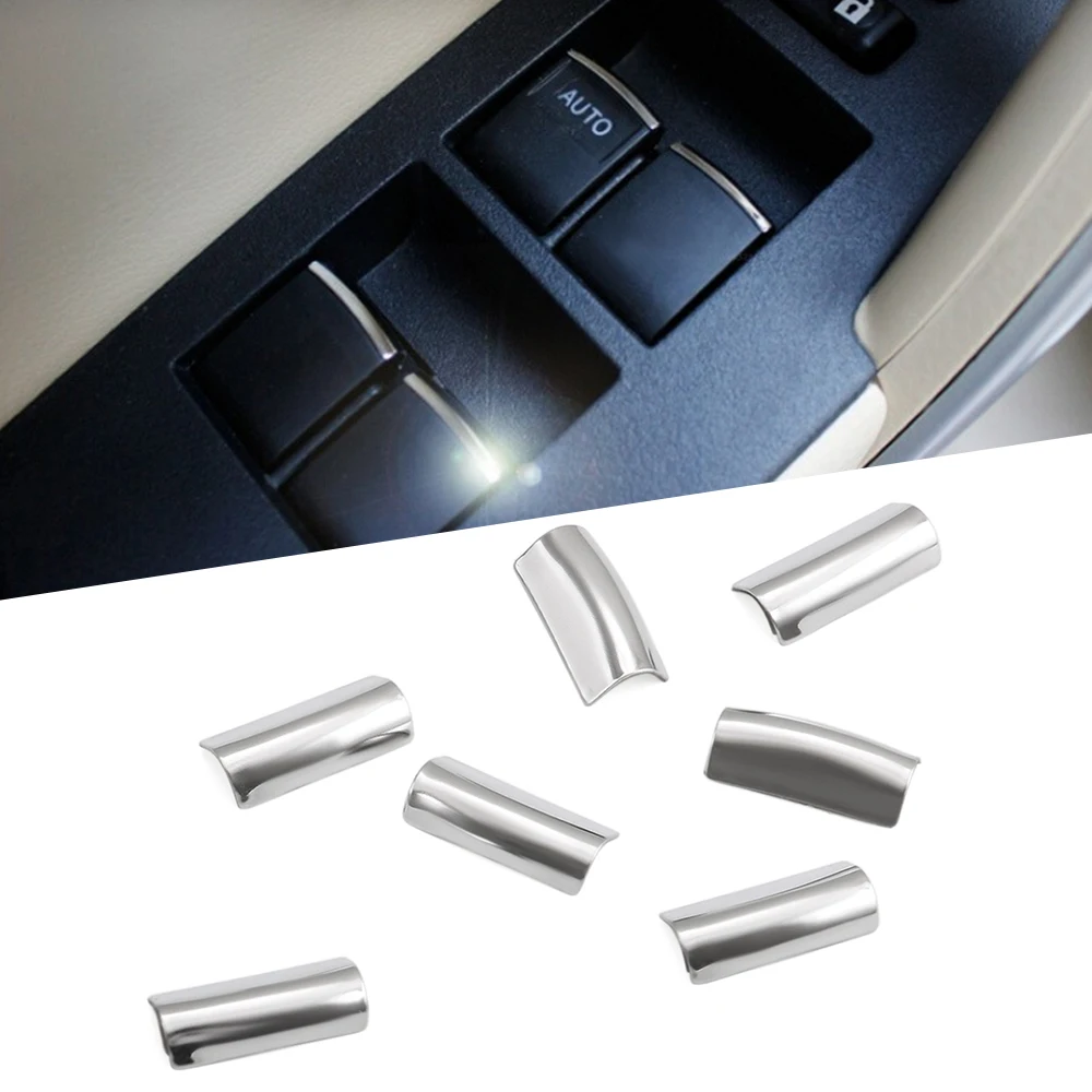 Porta do carro Elevador Janela Interruptor Botão Tampa, Guarnição Adesivo Fit para Toyota RAV4, Corolla Yaris 2005-2018, Peças Decorativas Interiores