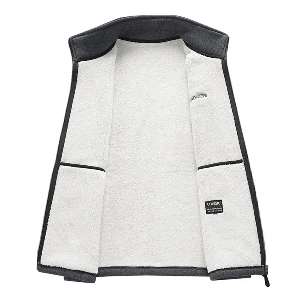

Fleece Vest Men Winter Warm Thick Vest Solid Color Fashion Casual Fleece Sleeveless Jacket Large Size 3XL Vest Jacket