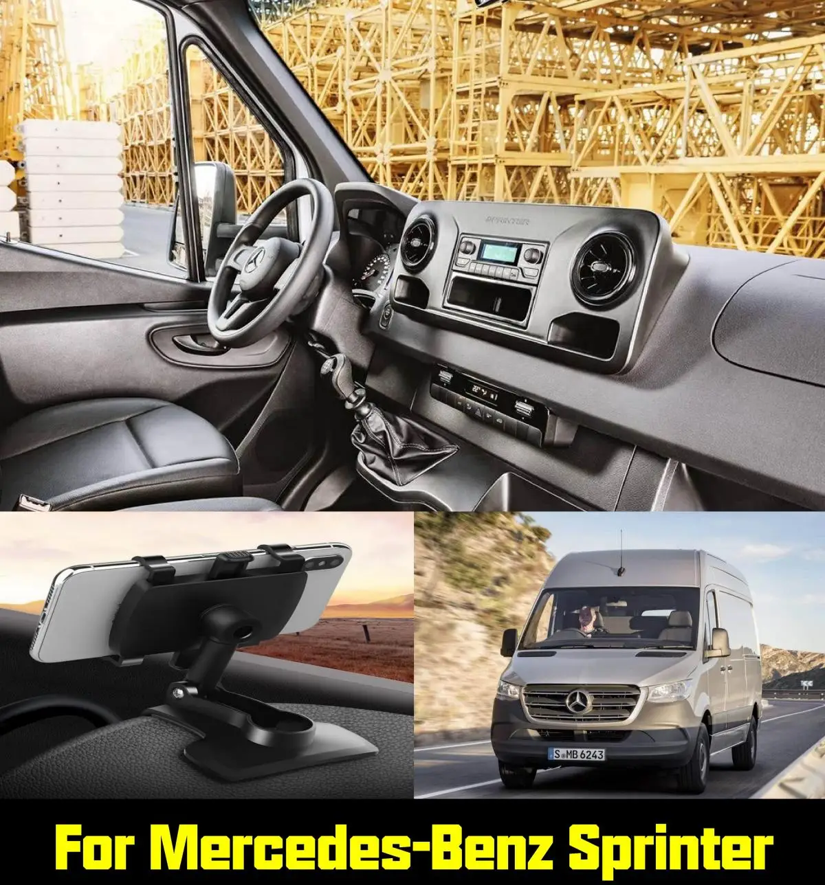 

Автомобильная навигационная подставка для мобильного телефона для Mercedes-Benz Sprinter можно установить на приборной панели зеркала заднего вида и солнцезащитный козырек.