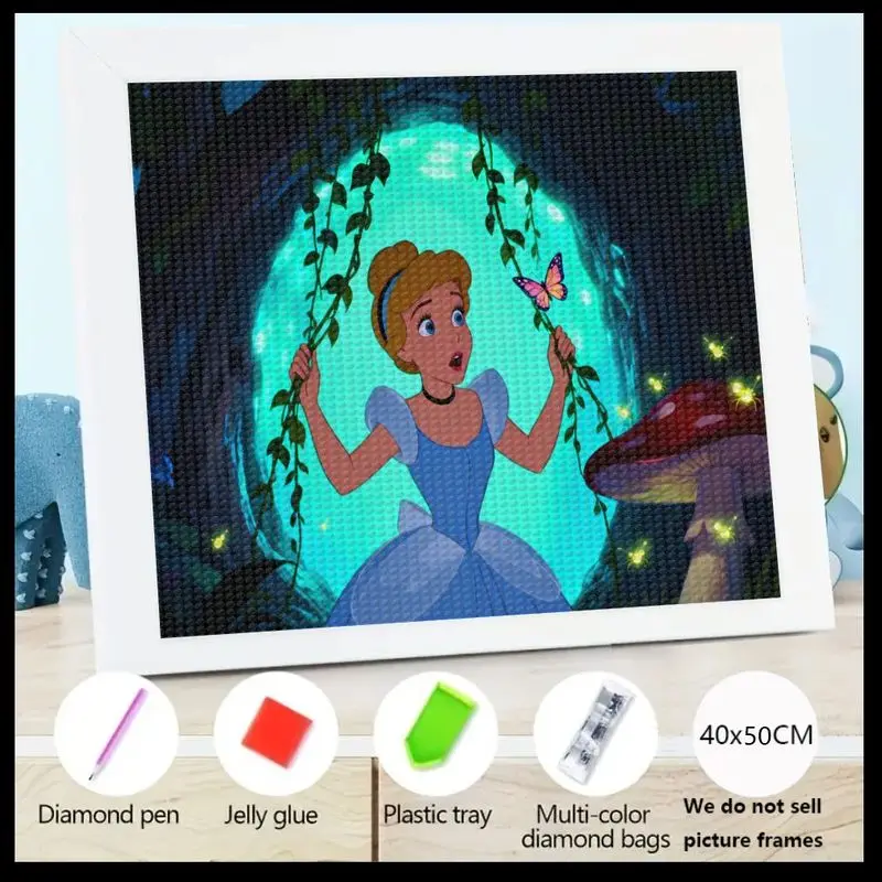 

1 шт. полная дрель Золушка принцесса 5D набор для алмазной живописи, DIY мультфильм Зачарованная лесная бабочка алмазное искусство, большая картина драгоценных камней