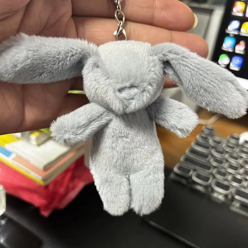Chaveiro de Pelúcia de Coelho de Desenho Animado Fofo, Pingente de Pompom, Brinquedo para Bolsa de Menina, Chaveiro de Carro, Pingente de Celular, Pre