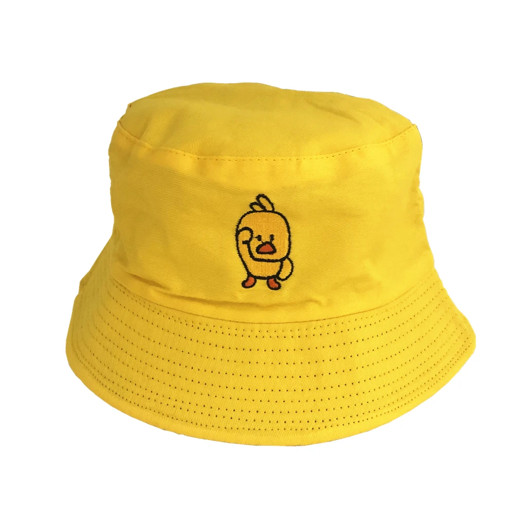 Summer Sun  Reversible Duck Bucket Hat for Men Women Cotton Bob Sad Boys Panama Fold Girls Beach Travel Outdoor Fisherman Cap