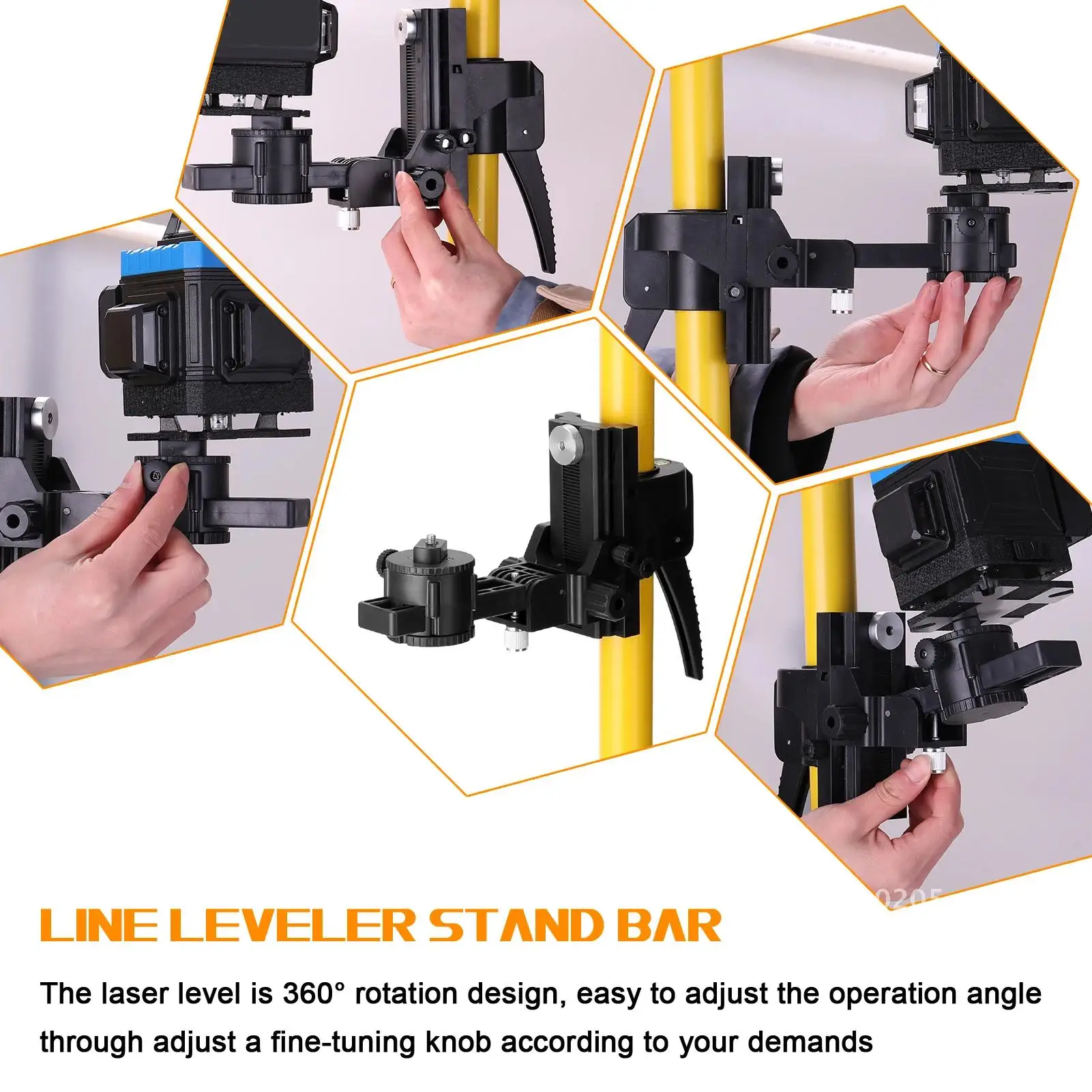 Max 4.2m Height Adjustable Line Leveler Stand Bar Telescopic Pole Bracket 1/4'' Thread Lift Extend Holder for Laser Level Rod