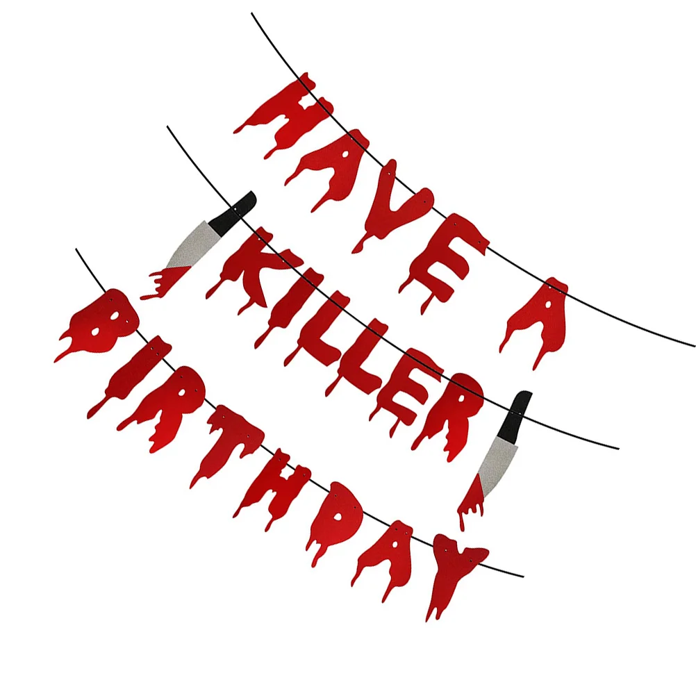 Halloween Party Hanging Bunting Banner Decor Have Killer Birthday Pendant Red Paper