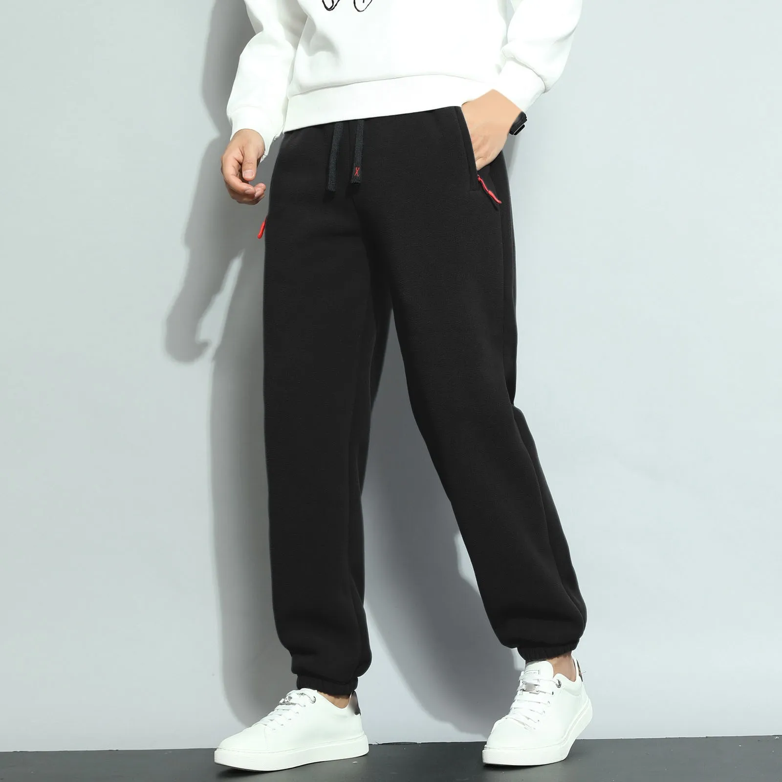 

Мужские спортивные штаны, зимние теплые утепленные флисовые прямые свободные брюки, уличные однотонные удобные мягкие спортивные брюки для бега для отдыха