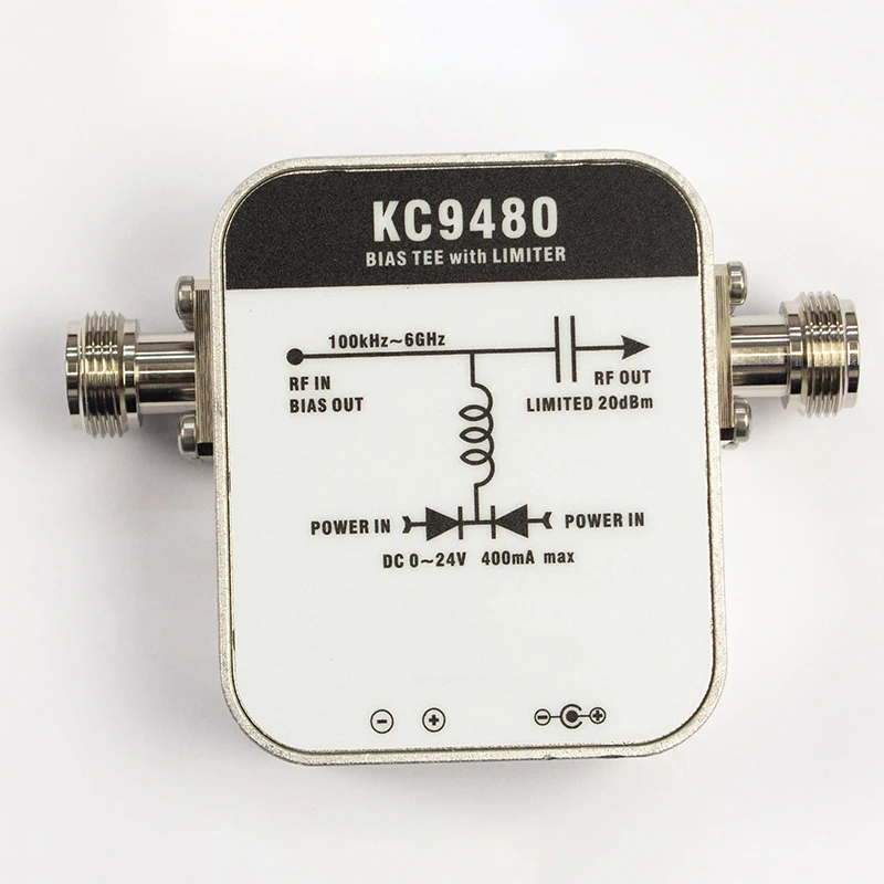 KC9480 DC Biaser Limiting and Isolating 1MHz-6GHz Antenna Amplifier Feedline Power Supply