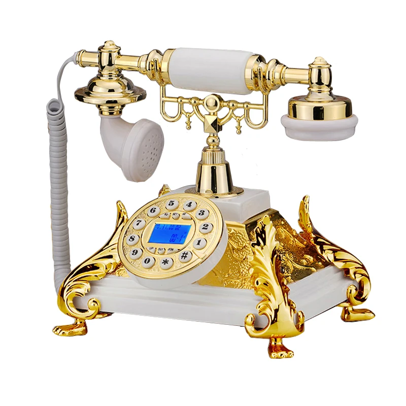 Europe Fashion Grade home Resin Bronze Antique Telephones Hotels Phone Vintage Telephone Handsfree white diamond telefono fijo