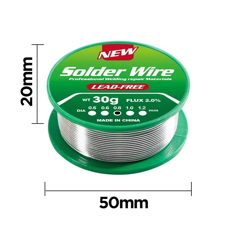 20 جرام لحام عالي الجودة خالي من الرصاص مع سلك لحام أساسي من الصنوبري، تدفق عالي النقاء SN99.3CU0.7، مناسب لمواد اللحام المعدني #2