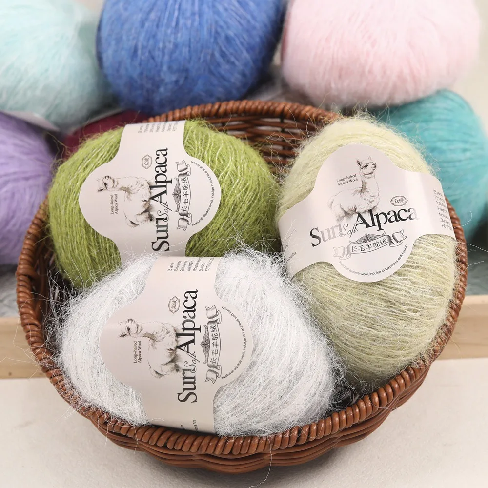 6pcs/150g Horsehair,Long Wool,Alpaca Wool Yarn Hand Woven Fine Yarn,Shawl Scarf Thread,DIY Handmade Thread Knitting&Crocheting