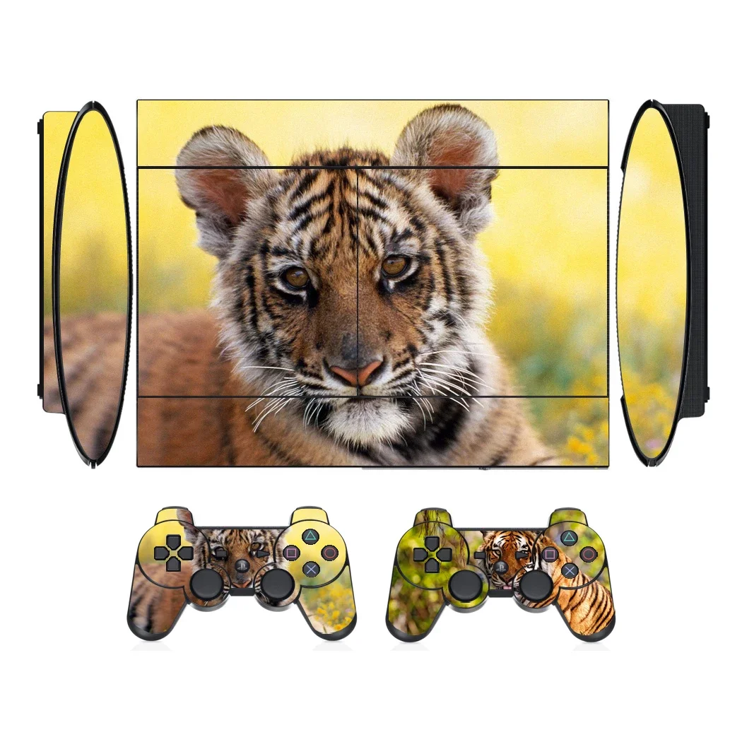 Wild Animals Vinyl Skin Sticker Protector for Sony PS3 Super Slim and 2 Controller Skins Stickers