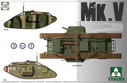 Takom 2034 1/35 WWI Heavy Battle Tank Mark V (3 in 1 Kit) Tank Model Kit