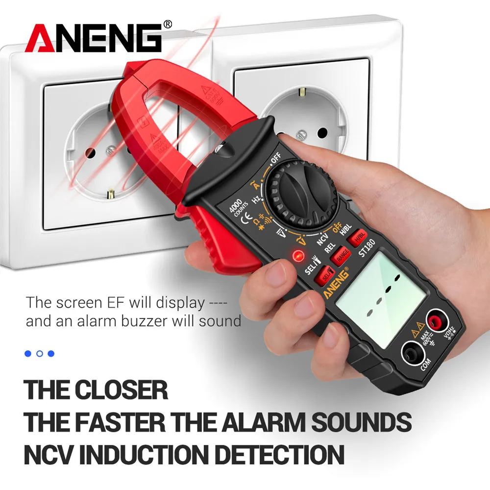 ANENG ST180 4000 Counts Digital Clamp Tester AC/DC Voltage Meter Multimeter Ammeter Pliers Hz Capacitance NCV Ohm Test Home Tool