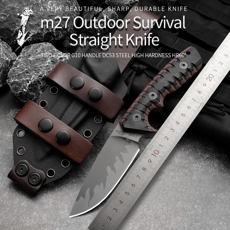 

Z-Wear Steel M27 Heavy Outdoor Knife Wilderness Survival Hiking Hunting Knife Fixed Blade Battle Rescue Knife Gift for Men