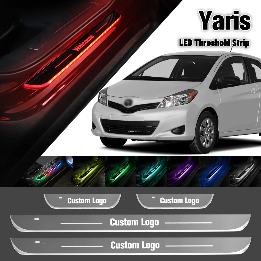 

For Toyota Yaris 1999-2023 Car Door Sill Light Customized Logo LED 2010 2013 2014 2020 Welcome Threshold Pedal Lamp Accessories