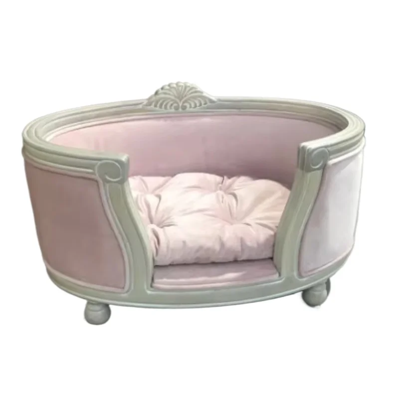 

Luxury indoor pet furniture with embossed wooden pet sofa, suitable for large dogs and cats
