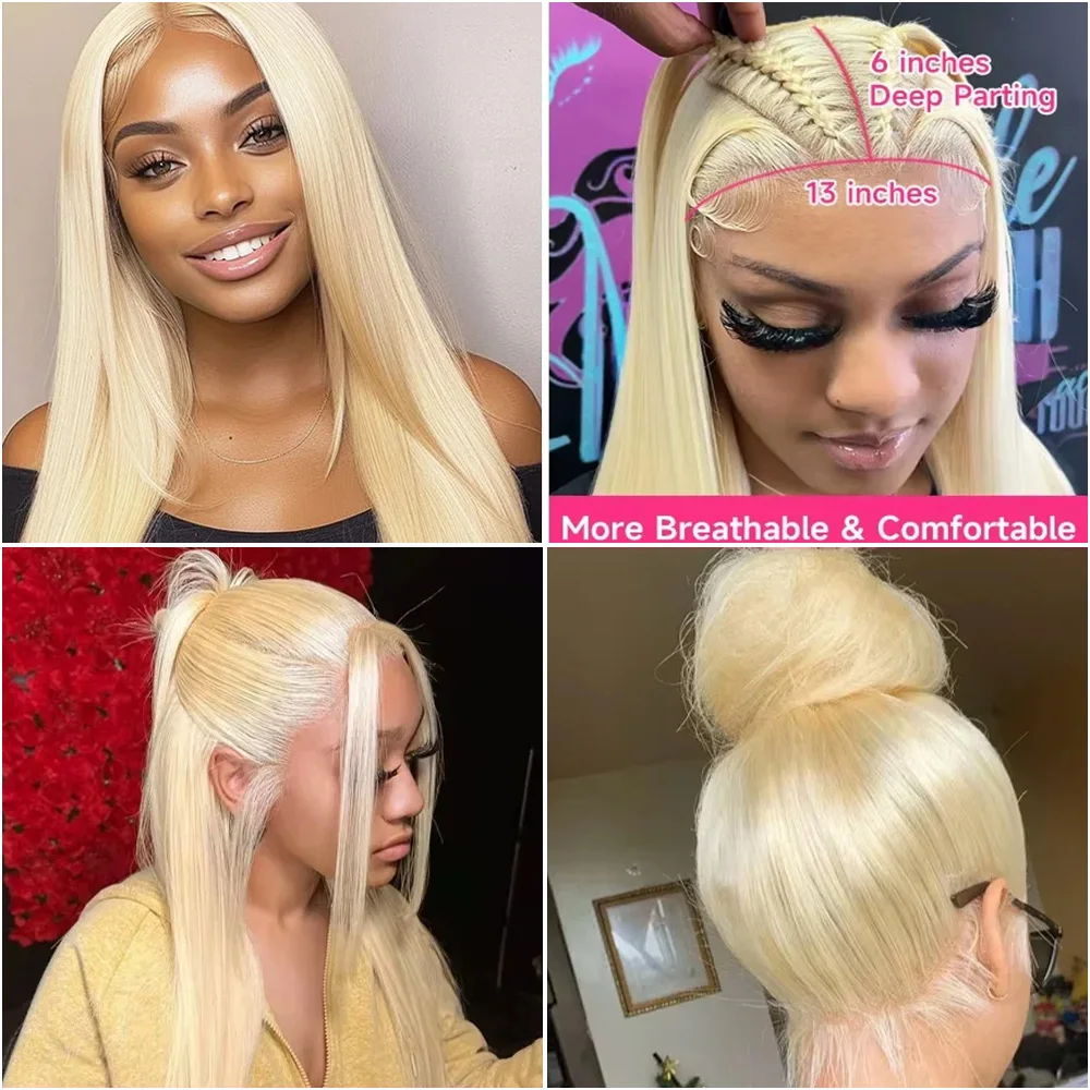 36 Inch 613 Blonde 13x6 HD Lace Frontal Wig 100% Human Hair 200% Density 13x4 Lace Front Wigs Brazilian Bone Straight Preplucked