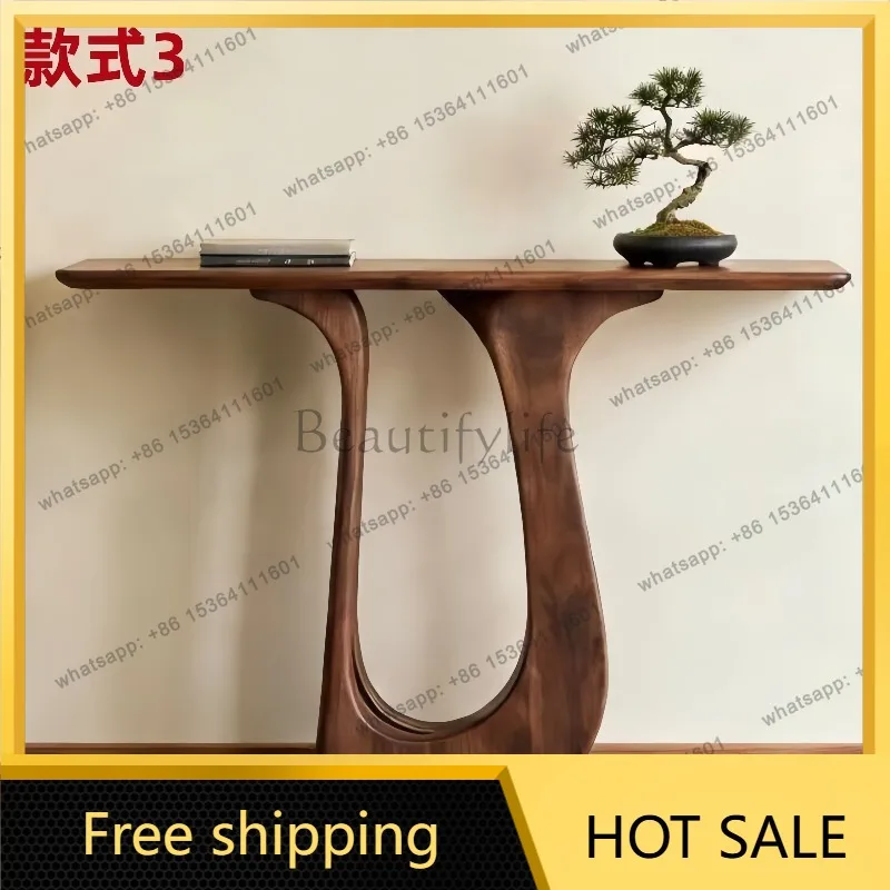 Factory direct sales  Minimalist New Chinese Solid Black Walnut Console Table 2026 New Narrow Long Entryway Desk Home Hallway En