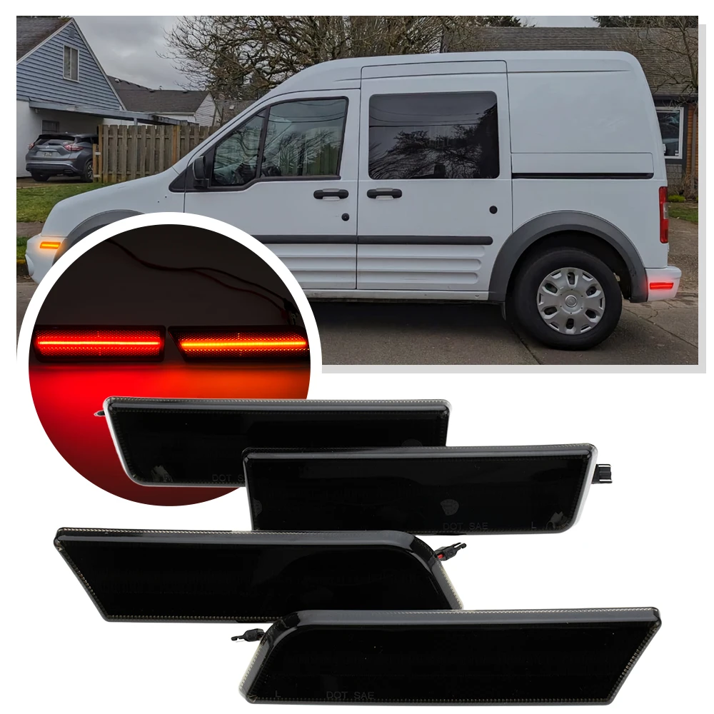 

4 шт., замена дымовых линз OEM, боковой габаритный фонарь на заднее крыло, указатели поворота для Ford Transit Connect 2010-2013