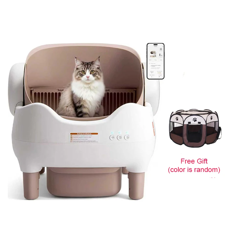 

Automatic Self Cleaning Cat Litter Box with APP Control, Large Waste Bin, Open-Top, Cat Toilet Cat Bedpans for Multiple Cats